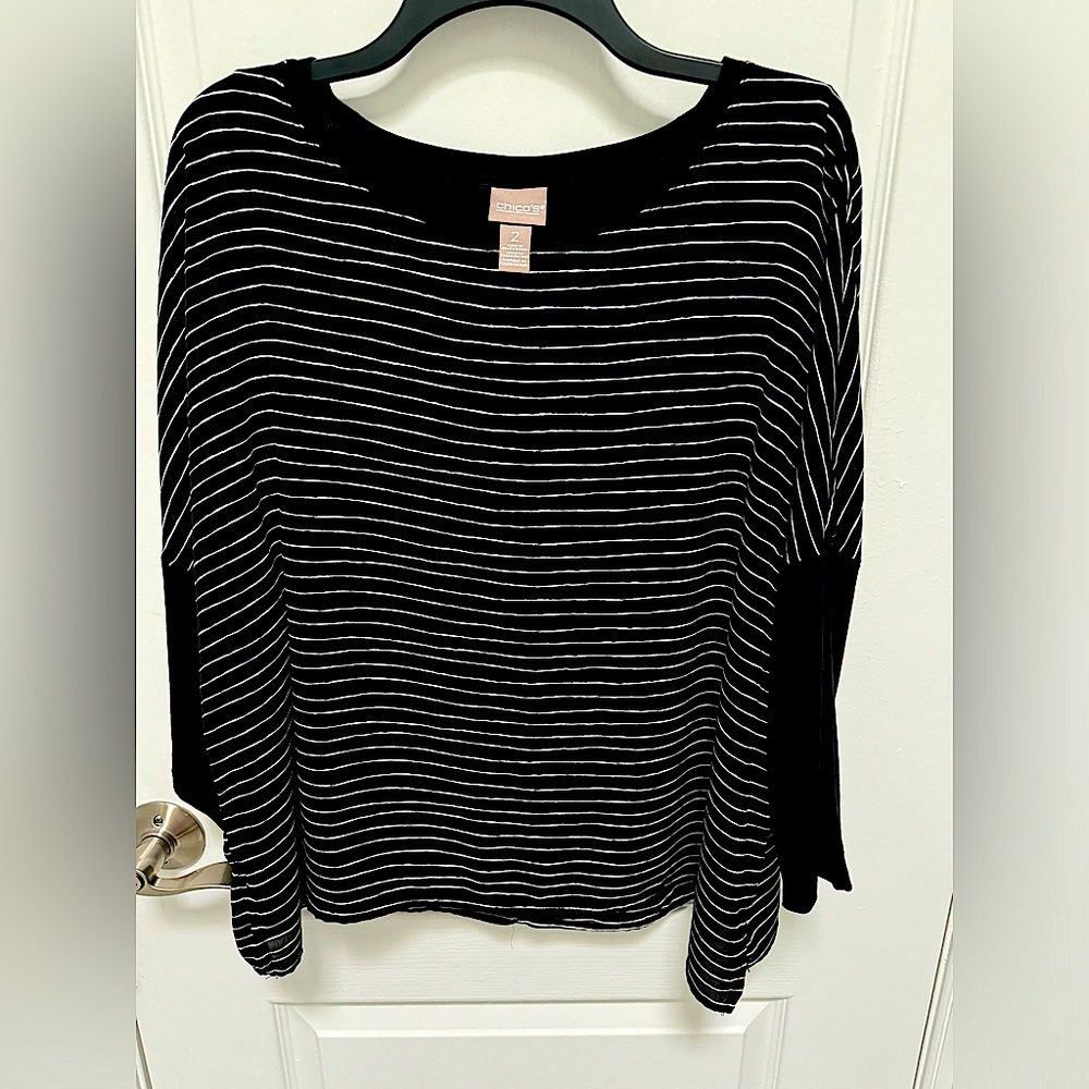 Chico’s Top, Size 2 or Large, Black & White, lined